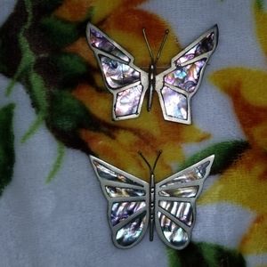 Abalone silver butterfly pendants
